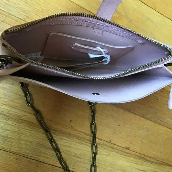 NWT Madewell The Transport Accordion Crossbody Leather Chain Bag pink - Picture 3 of 4